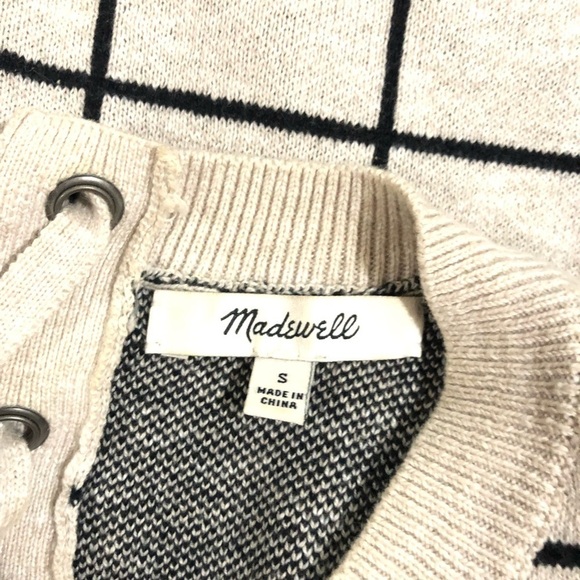 Madewell sweater windowpane lace back women’s size S - Picture 7 of 7